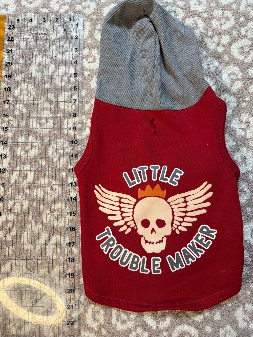 Pet Little Trouble Maker Hooded Tank Top - Red & Gray